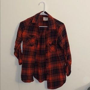 Red and Black long-sleeve button up Flannel